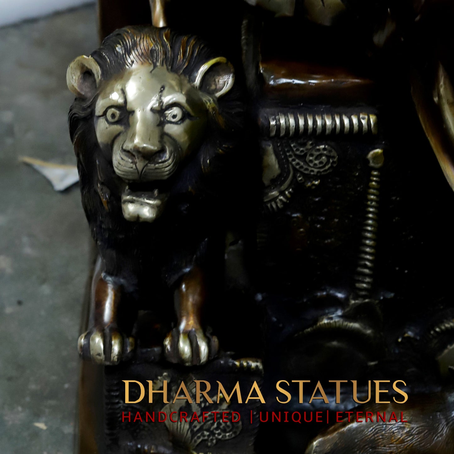 Brass Ganesh seated in Blessing Posture, Copper Finish, 52.5"