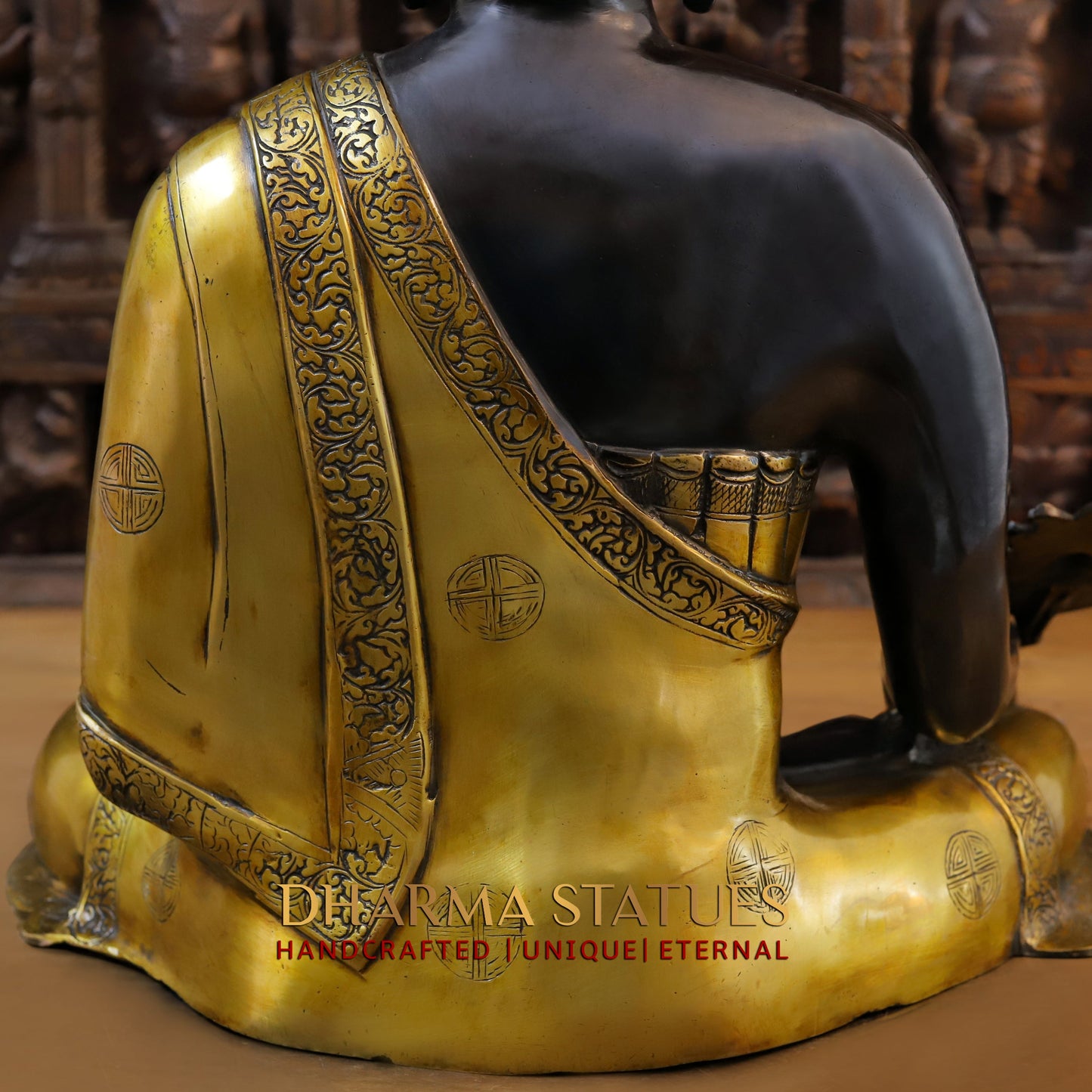 Brass Buddha, Black Patina & Golden Finish, 23"