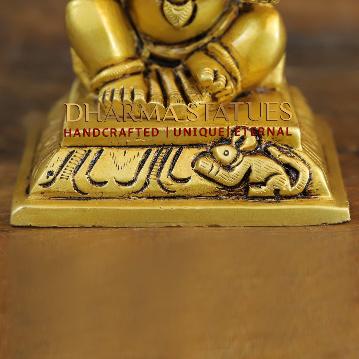 Brass Ganesh & Lakshmi seated in Blessing Posture, Golden Finish, 4"