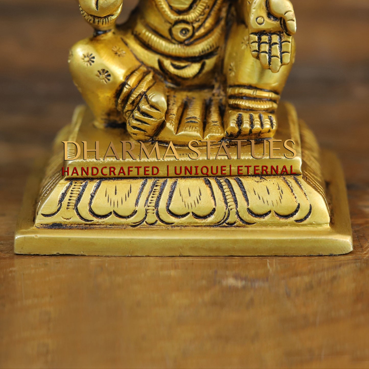 Brass Lakshmi seated in Blessing Posture, Golden Finish, 4"