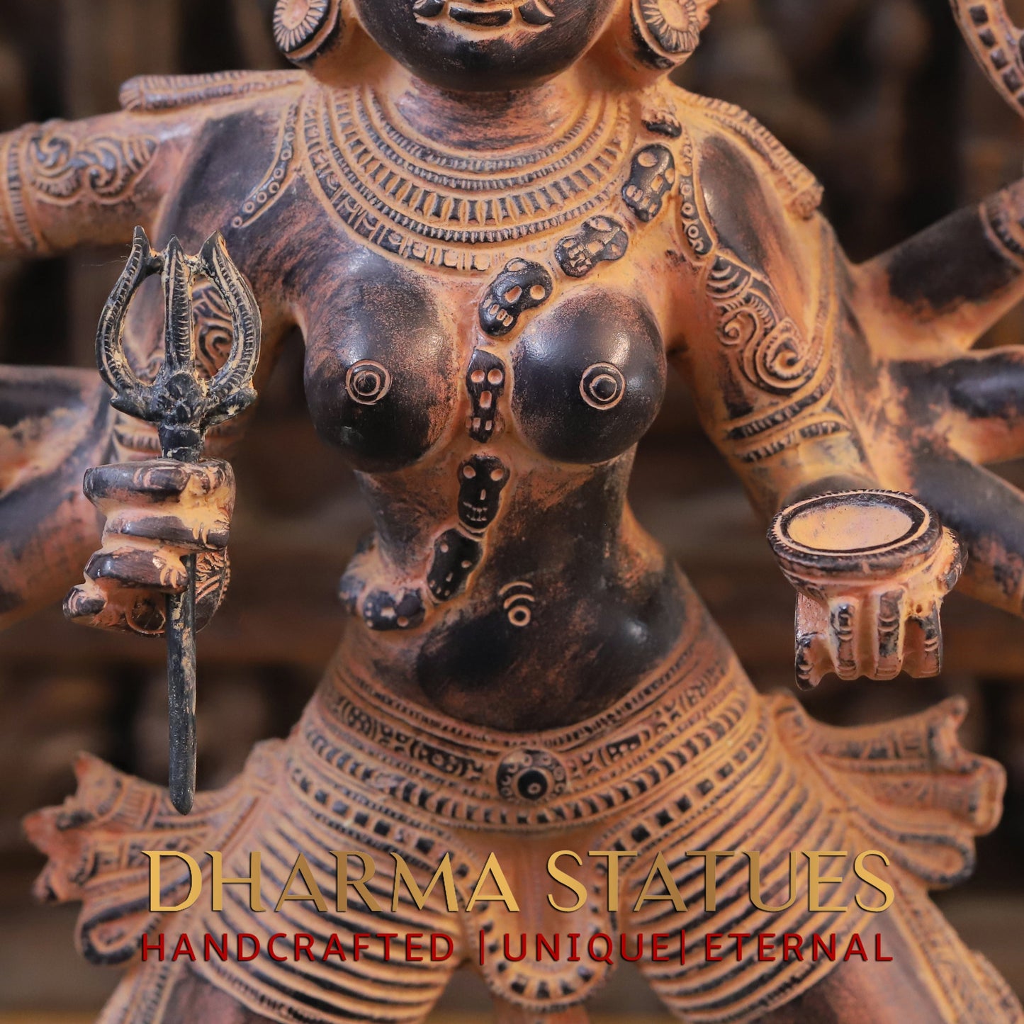 Brass Kali, Black Patina & Orange Finish, 23"
