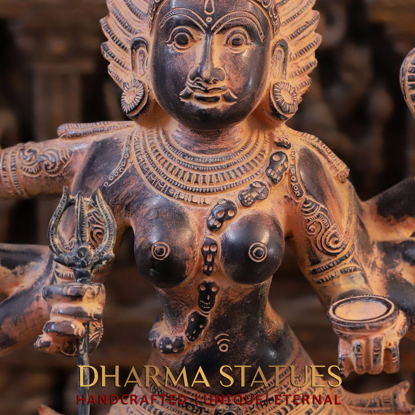 Brass Kali, Black Patina & Orange Finish, 23"