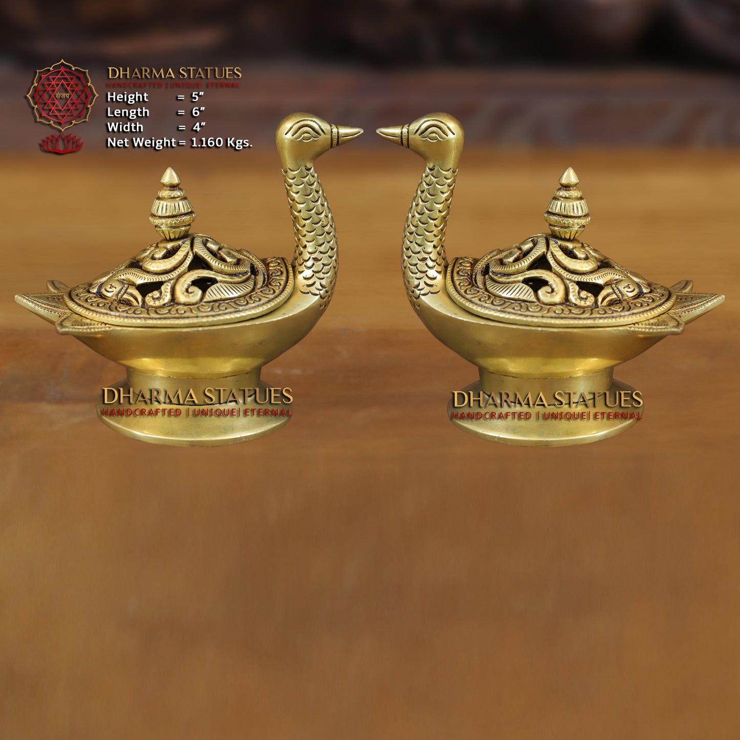 Brass Swan - Incense Burner, Fine Gold Finish, 5"
