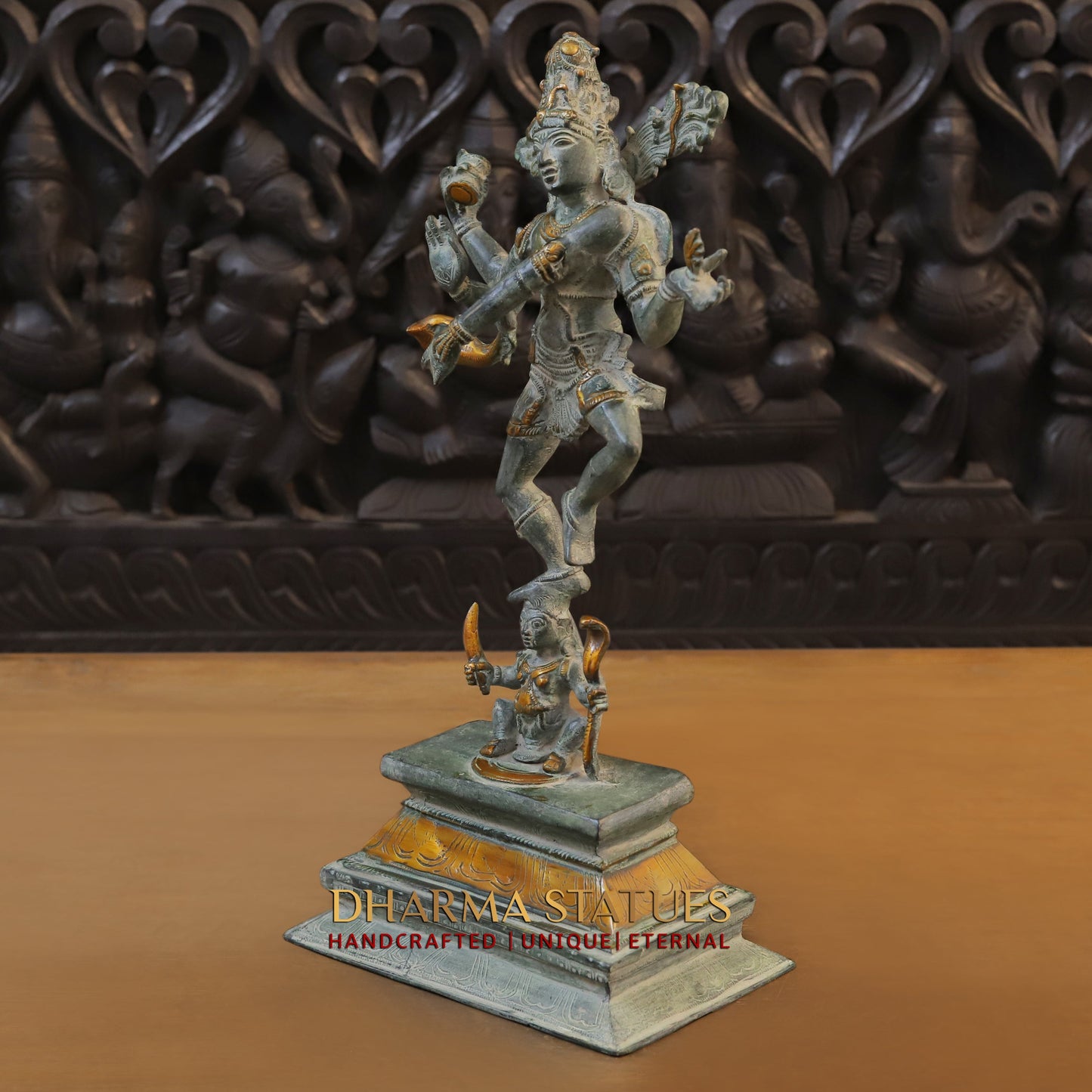Brass Shiva Tandav, Fine Green Finish, 18"