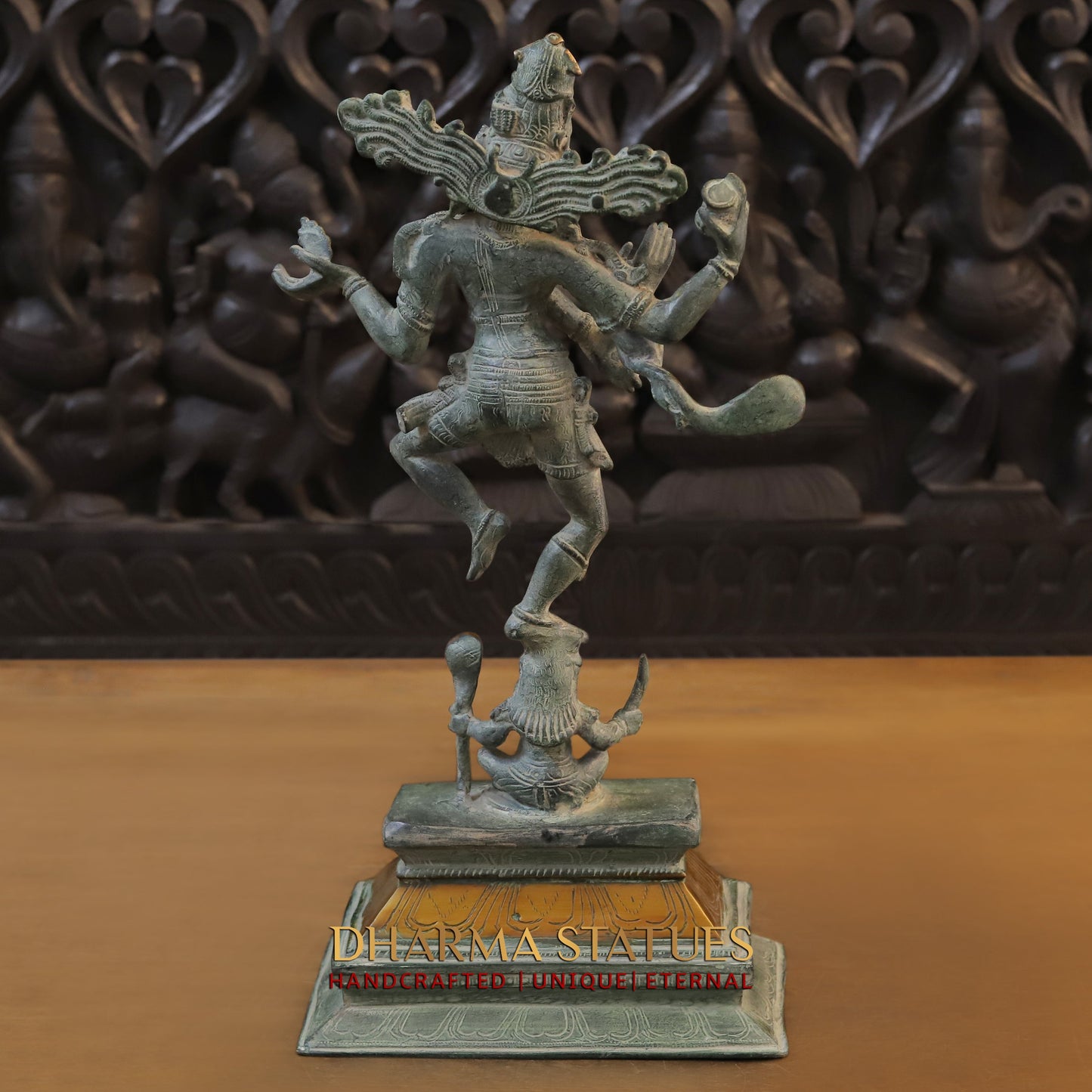 Brass Shiva Tandav, Fine Green Finish, 18"