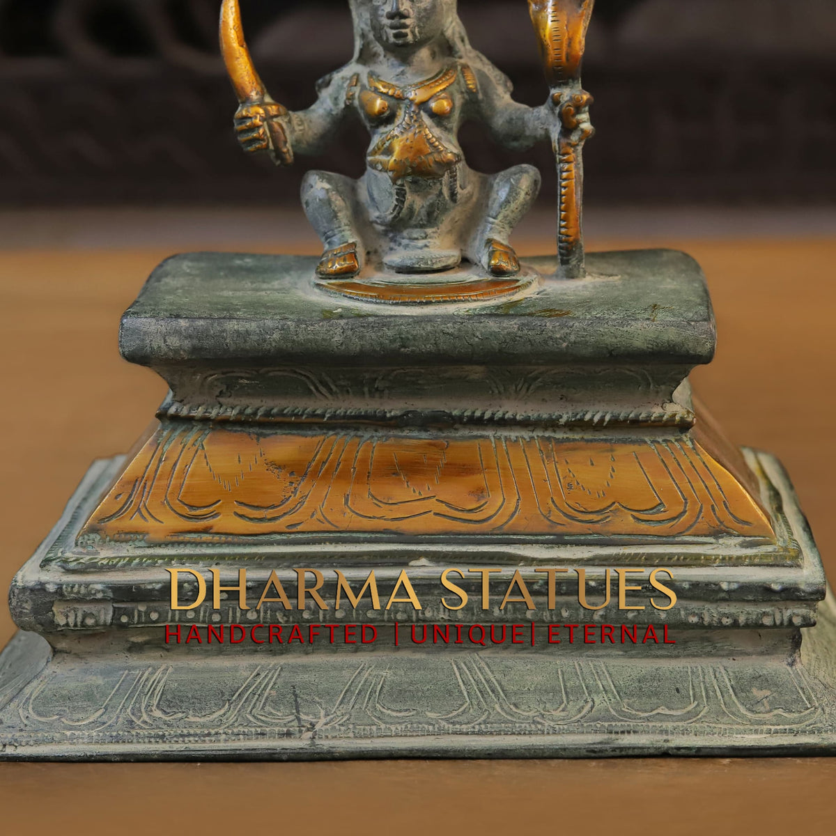 Brass Natraj Idol, A Symphony of Movement,Green Patina Finish with Golden Hues, 18"