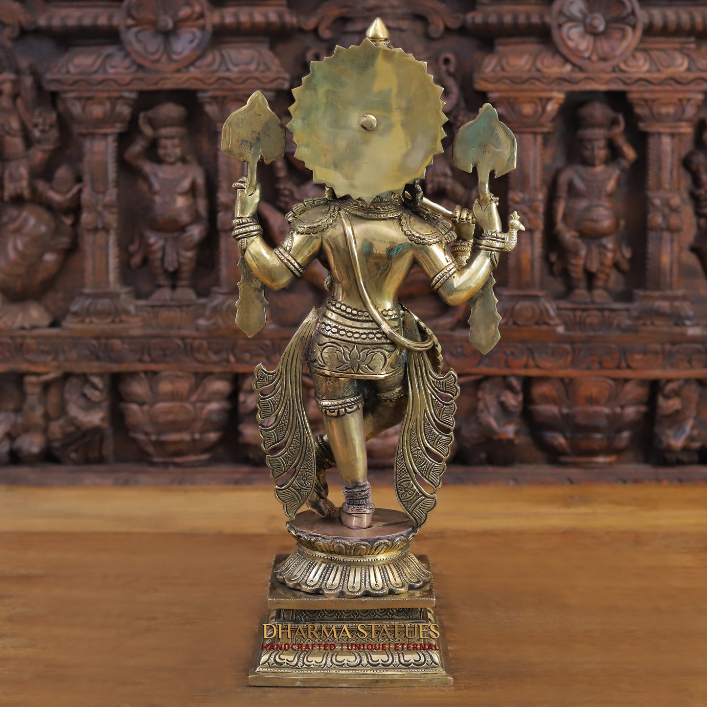 Brass Krishna Statue, Fine Golden Finish, 19"