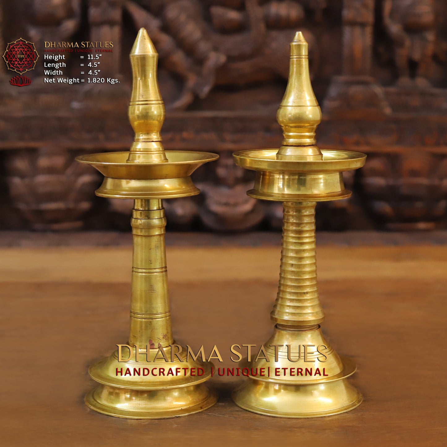 Brass Oil Lamps, Finish Gold, 11.5"