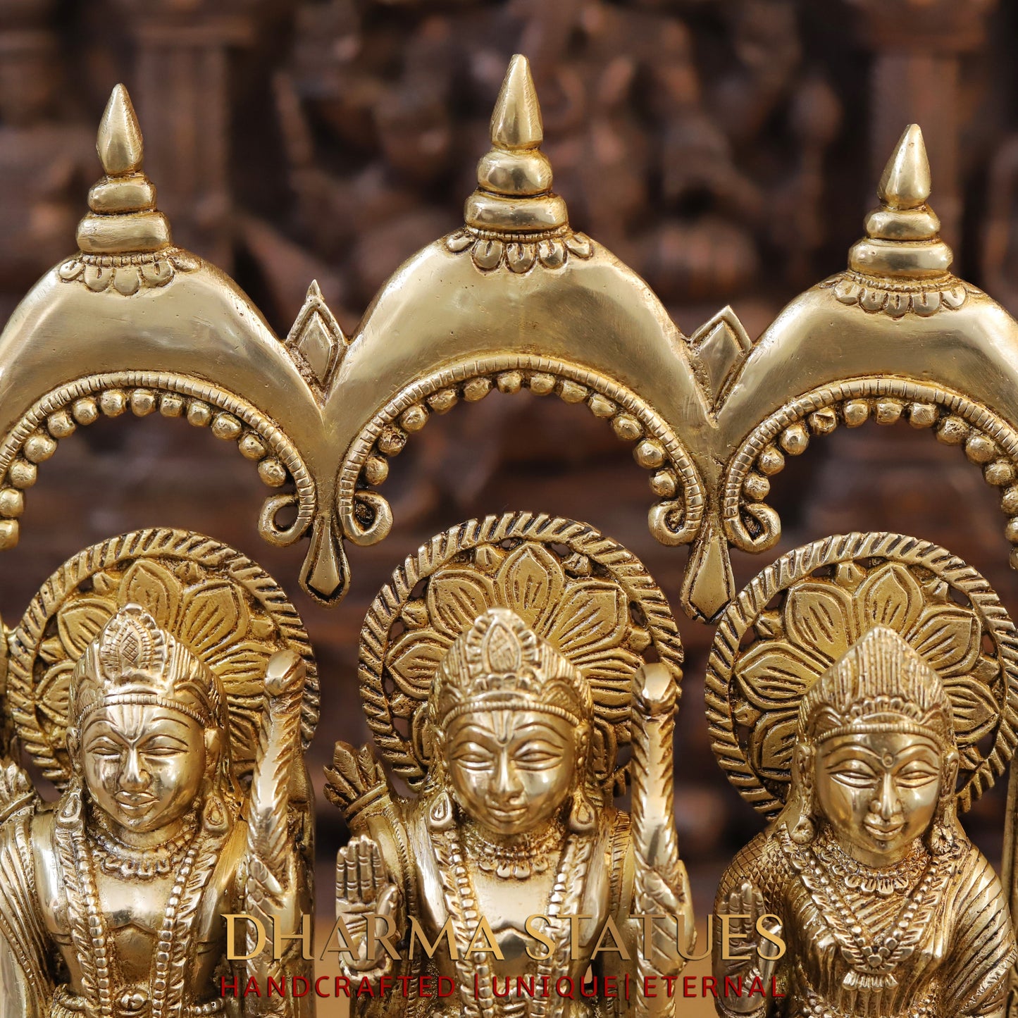 Brass Ram Darbar with Hanuman Ji seated, Fine Golden Finish, 16"