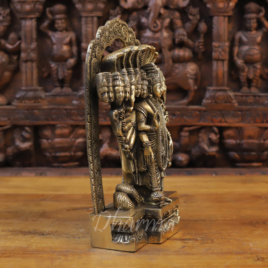 Brass Vishnu in his Cosmic Magnification, Fine Golden Finish, 14.5"