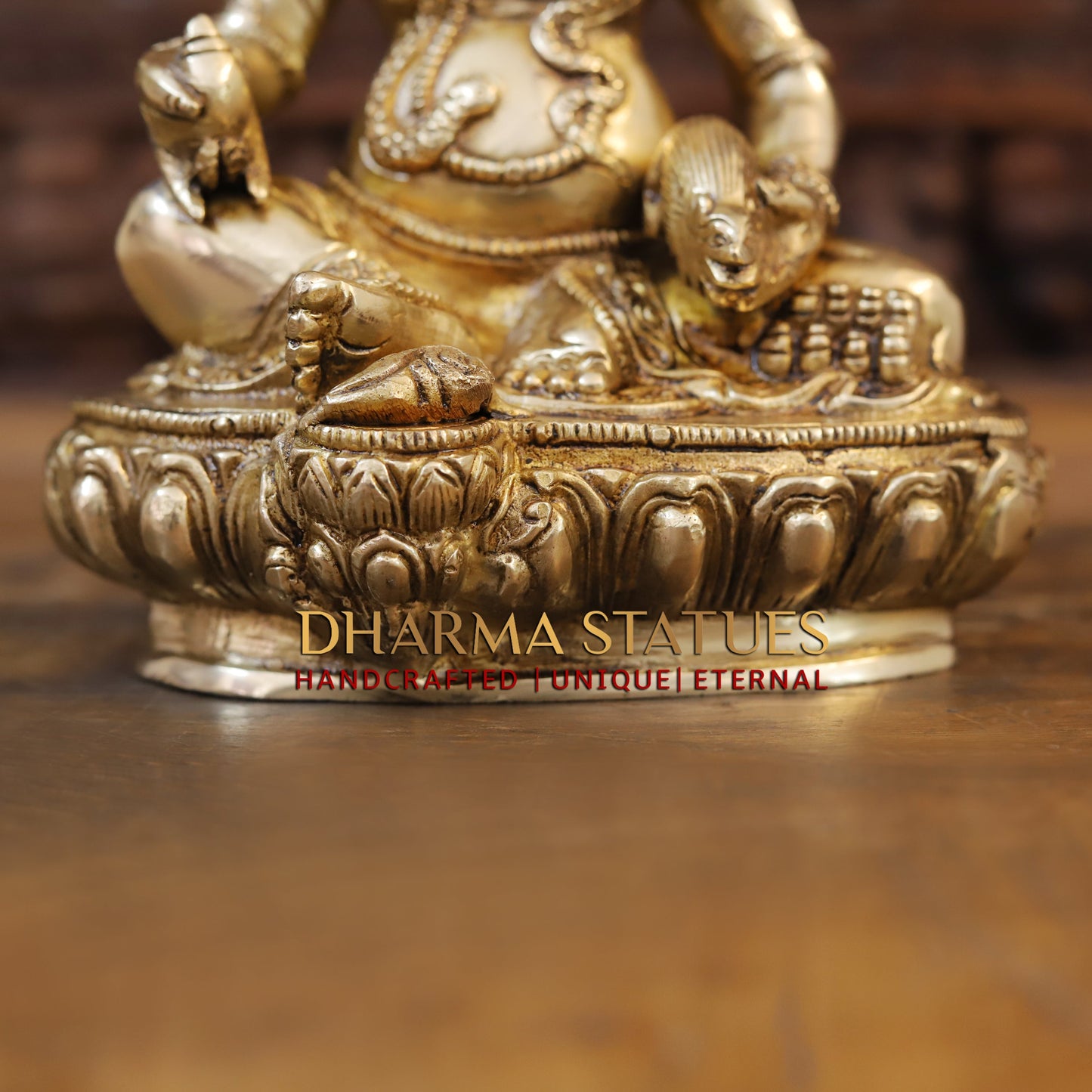 Brass Kuber Devta seated, Golden Finish, 10"