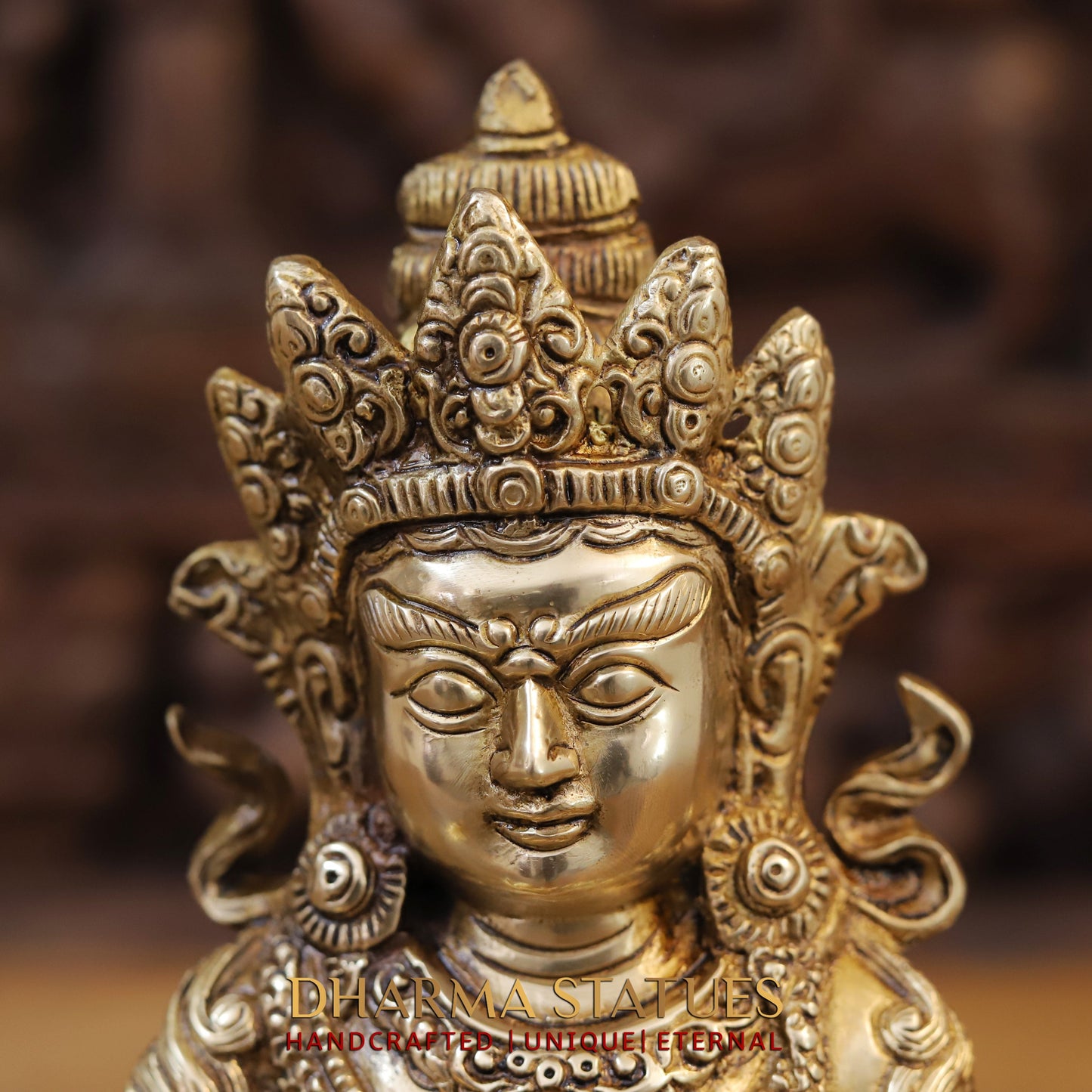 Brass Kuber Devta seated, Golden Finish, 10"