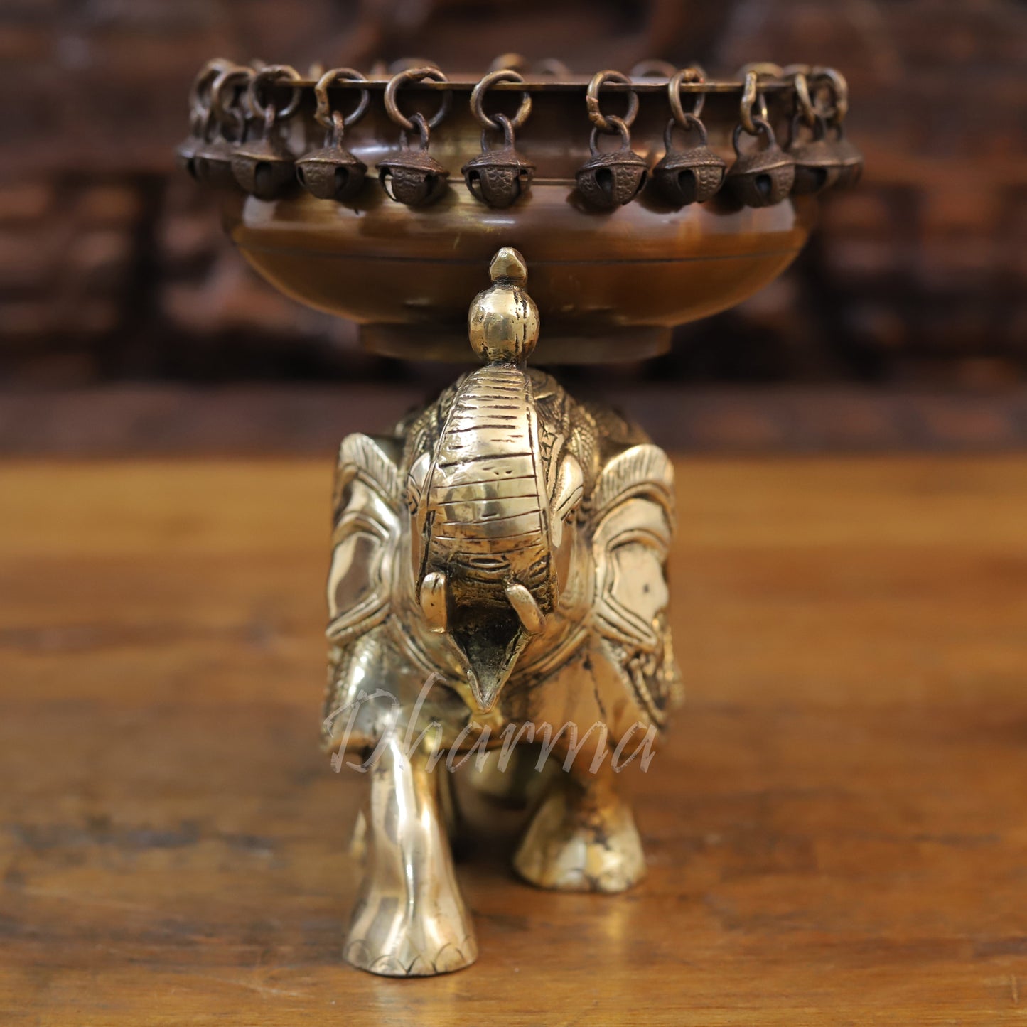 Brass Elephant Urli , A Serene Decorative Accent, 8"
