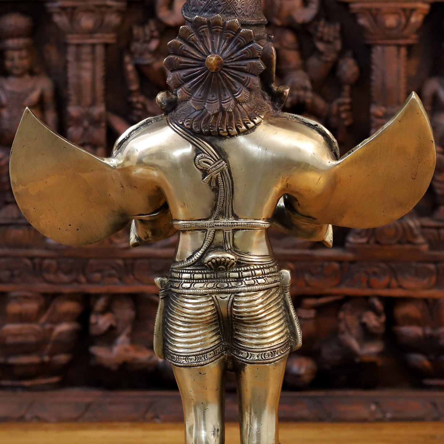 Brass Garuda Statue, Standing in Anjali Mudra, Fine Golden Finish 22"