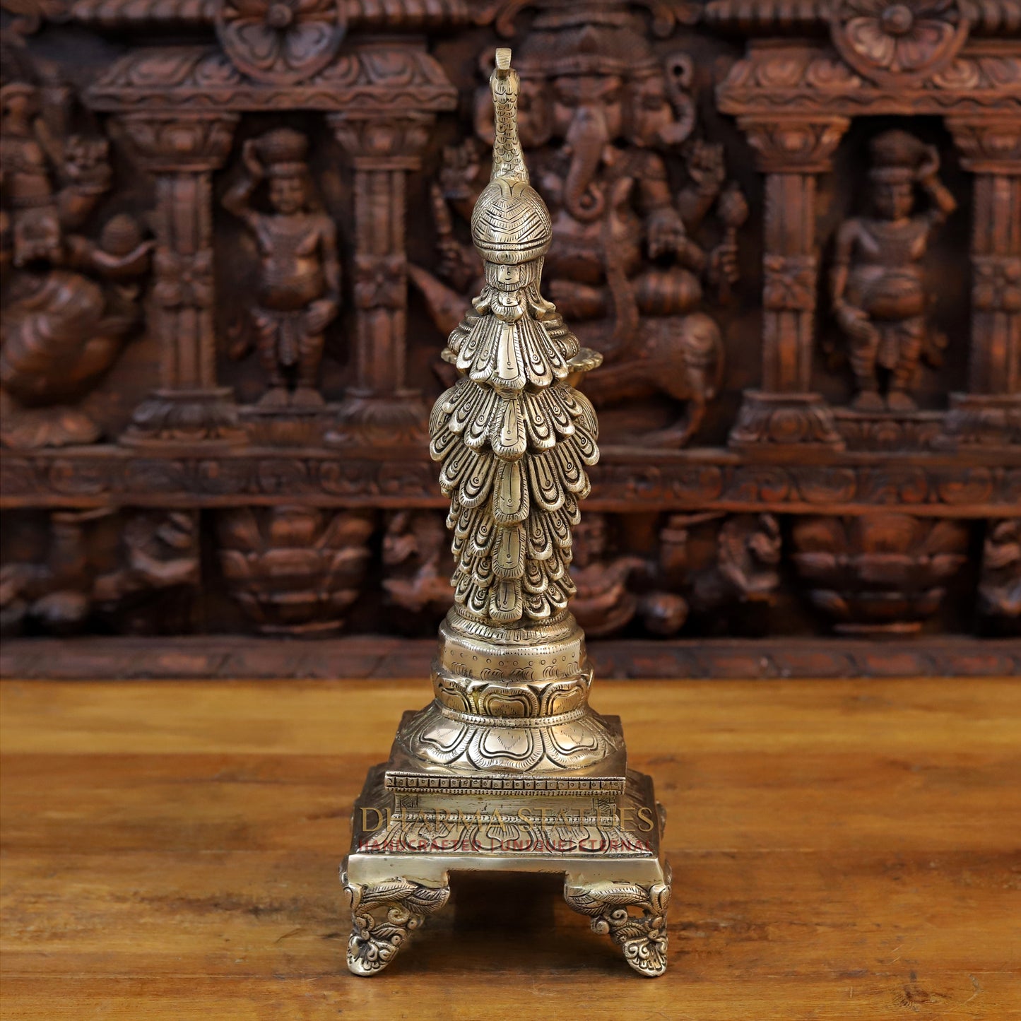 Brass Peacock Diya, Fine Golden Finish 20"