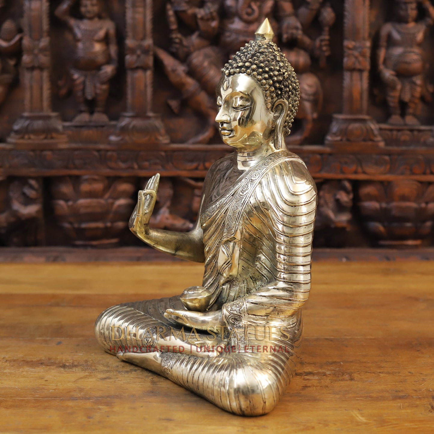 Brass Buddha Statue, Medicine Buddha, Fine Golden Finish 14"