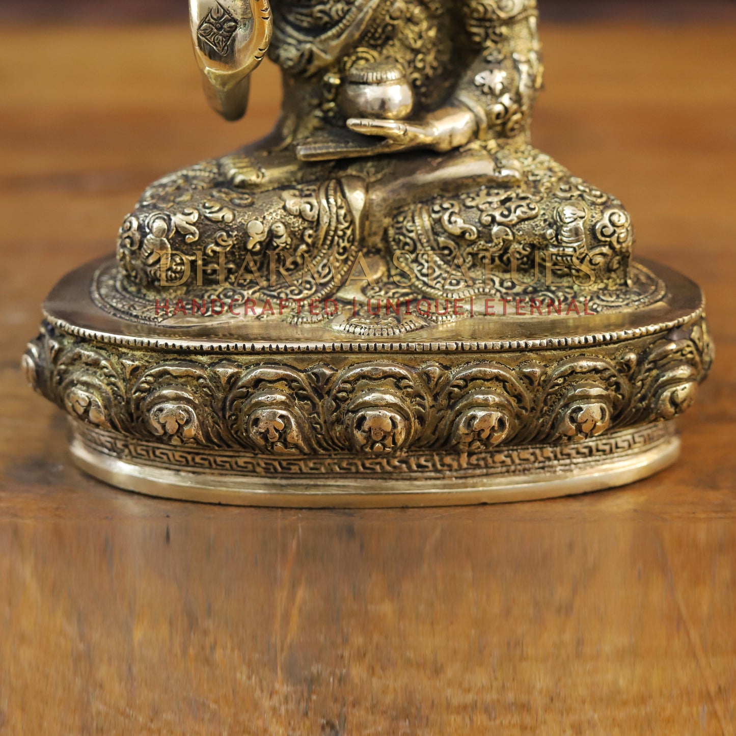 Brass Kundal Buddha Idol, Fine Golden Finish 9.5"