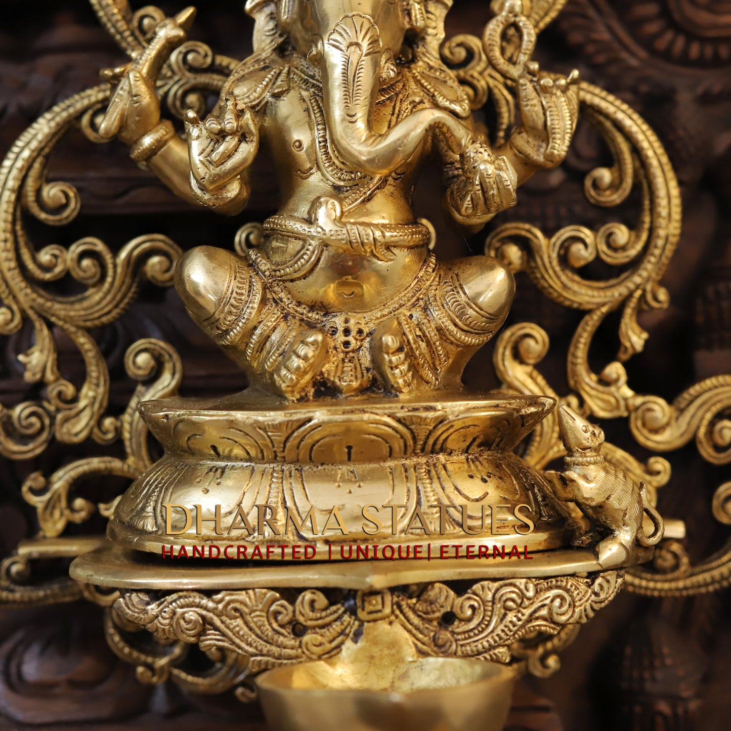 Brass Blessing Ganesh Wall Hanging Diya, Fine Golden Finish 14"