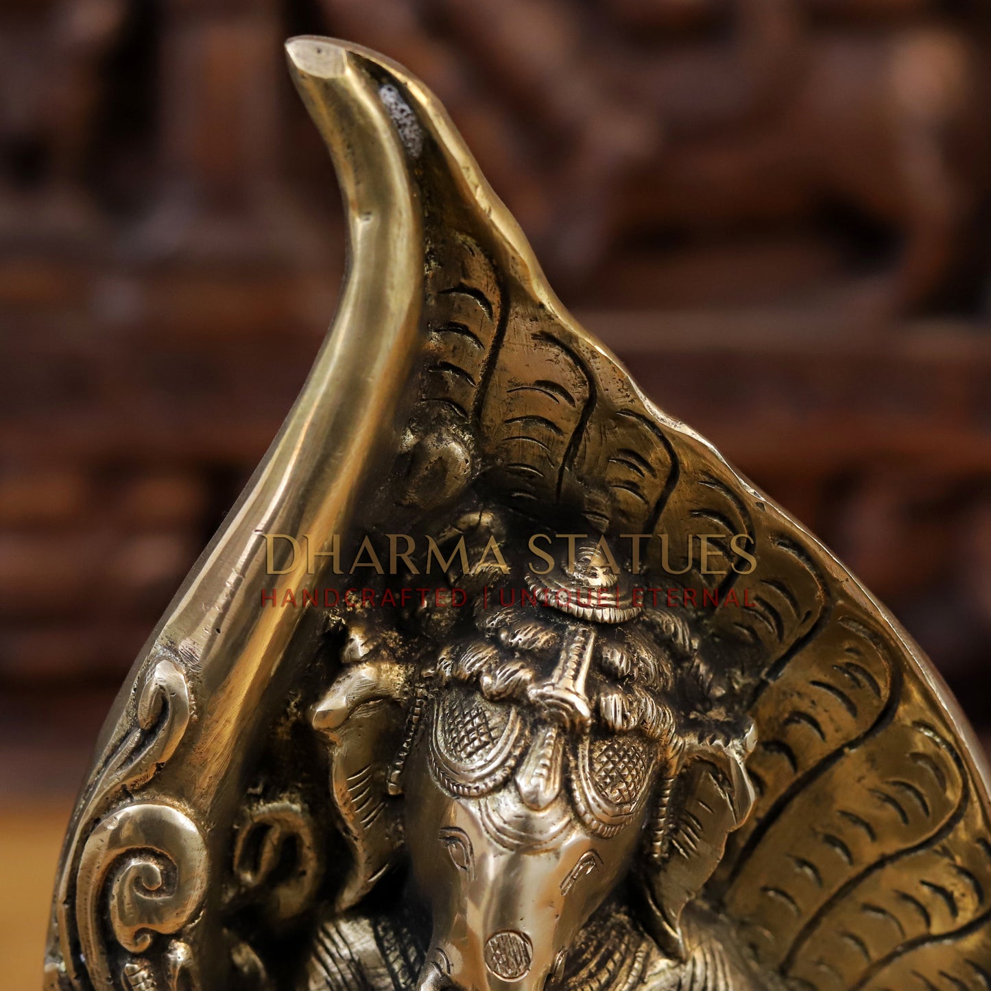Brass Ganesh in Sacred Shankh, Fine Golden Finish, 12"