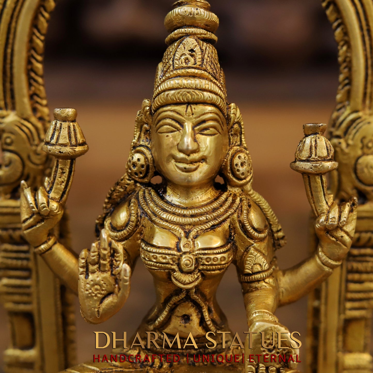 Brass Laxmi with Frame, Fine Golden Finish, 9.5"
