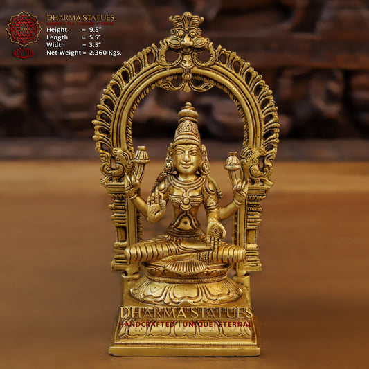 Brass Laxmi with Frame, Fine Golden Finish, 9.5"