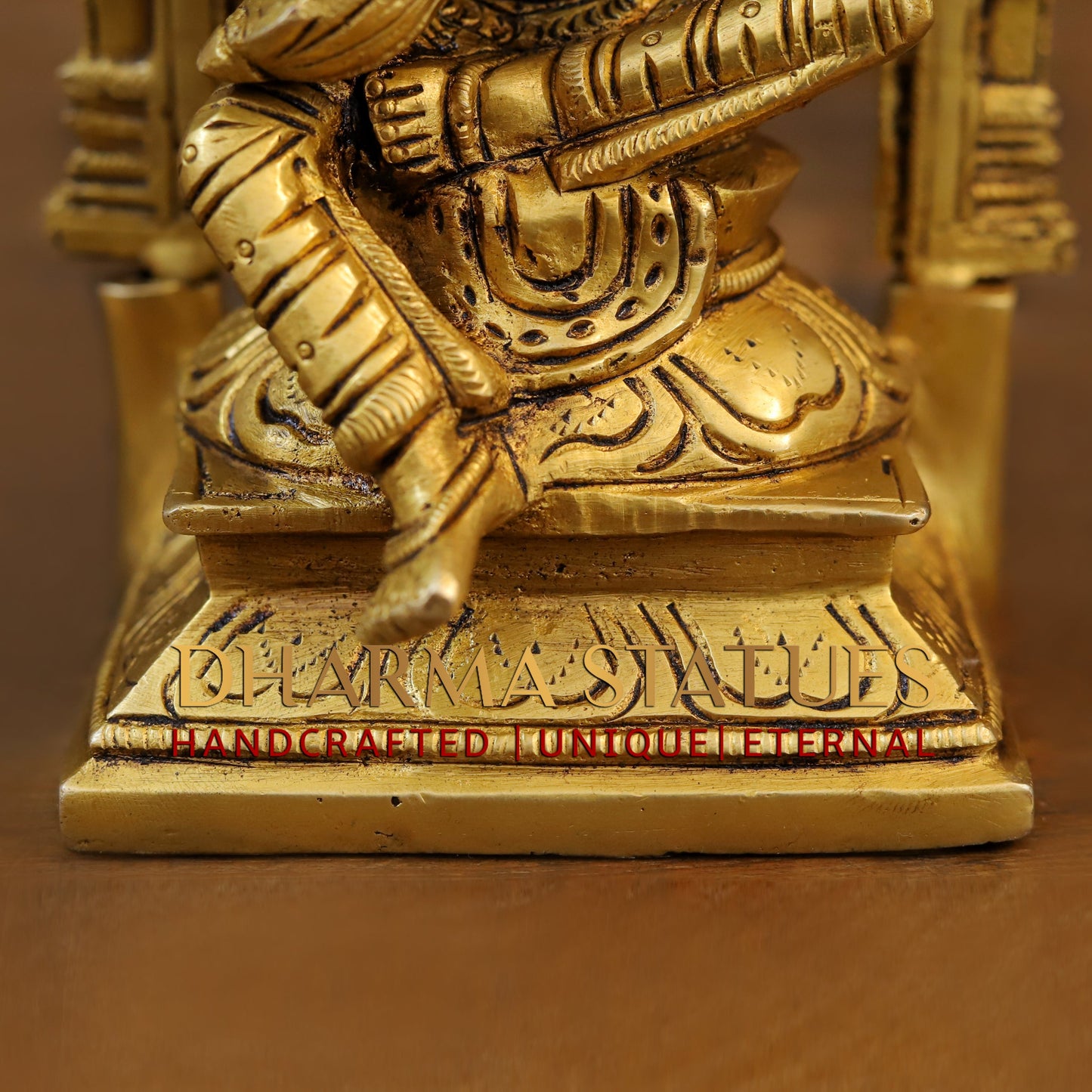 Brass Laxmi Seated with Frame, Fine Golden Finish, 9.5"