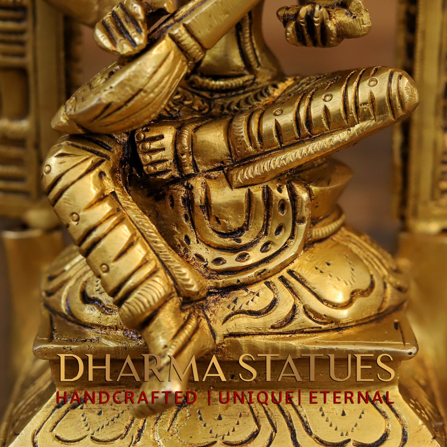Brass Laxmi Seated with Frame, Fine Golden Finish, 9.5"