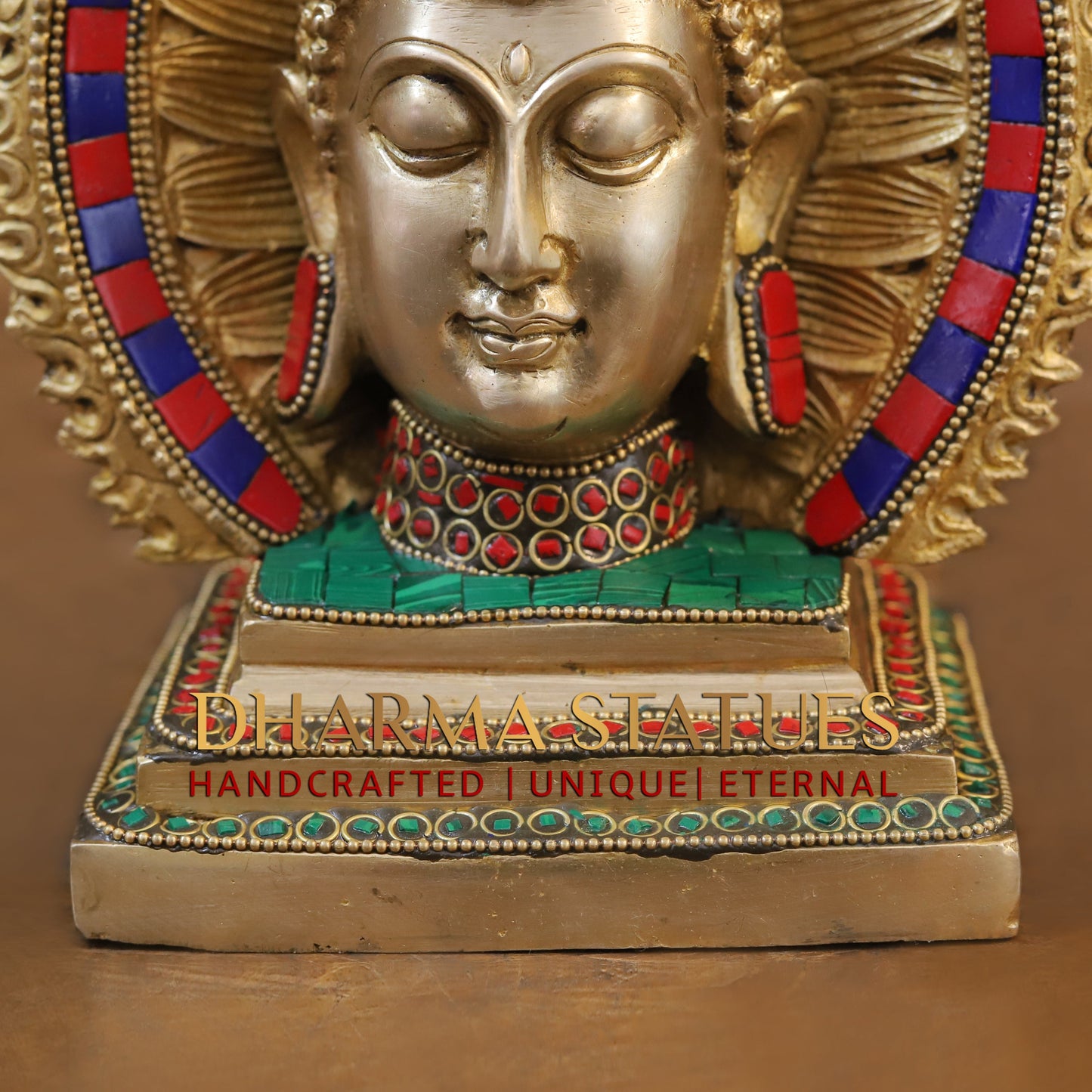 Brass Buddha Candle, Golden & Stonework, 12"