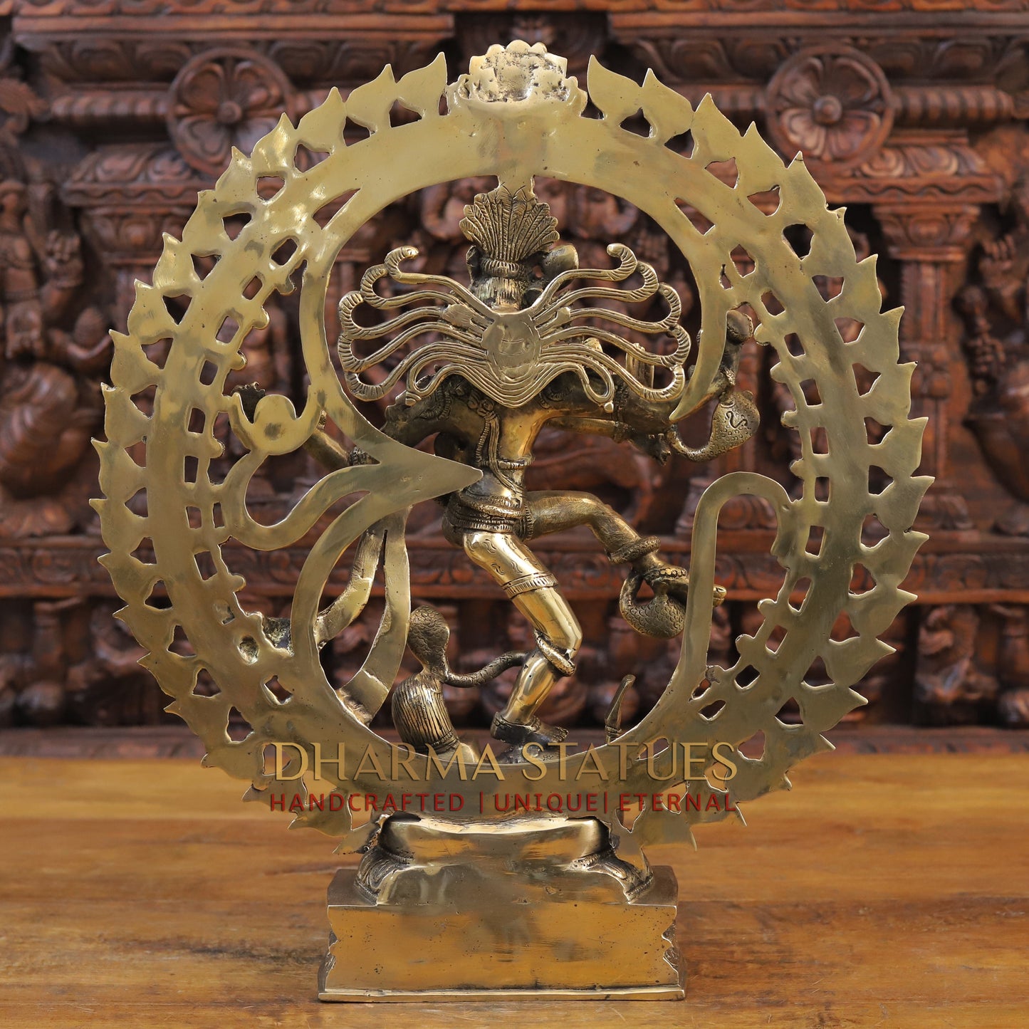 Brass Natraj Statue, Dancing lord Shiva, Fine Golden Finish 21"
