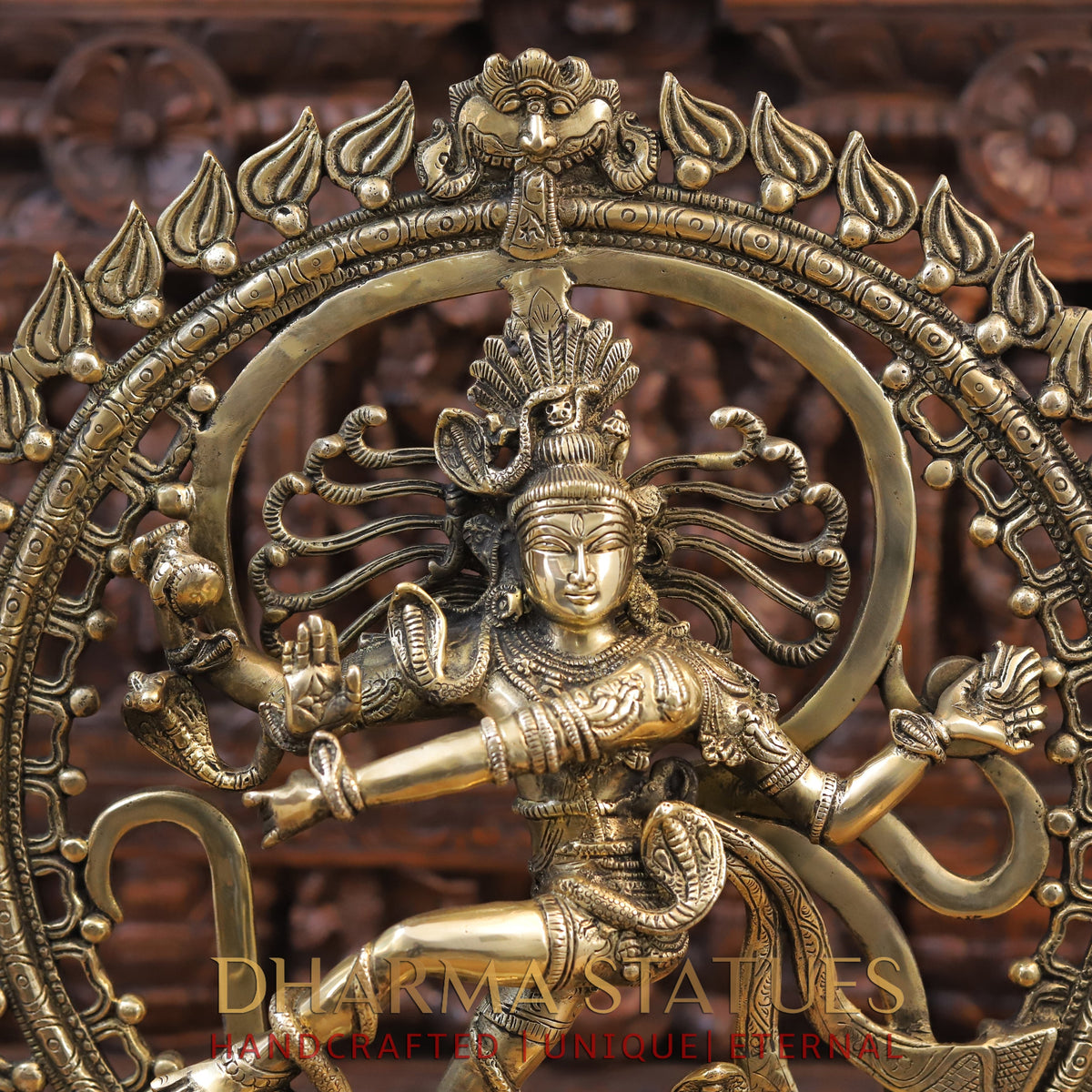 Brass Natraj Statue, Dancing lord Shiva, Fine Golden Finish 21"