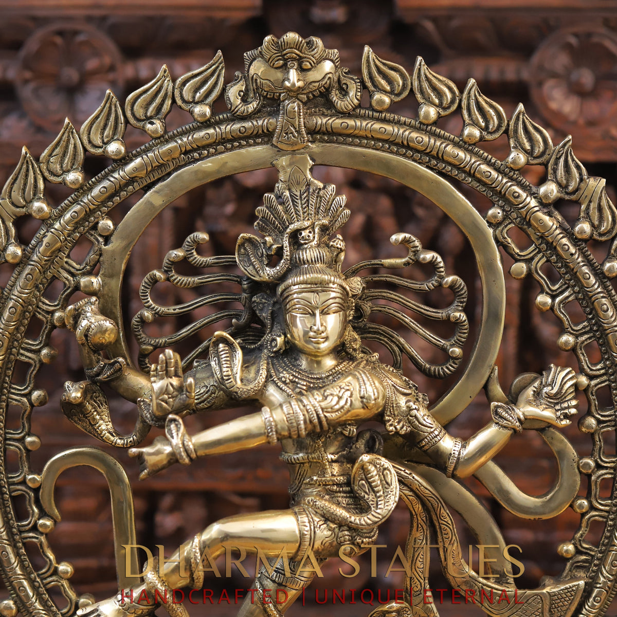 Brass Natraj Statue, Dancing lord Shiva, Fine Golden Finish 21"