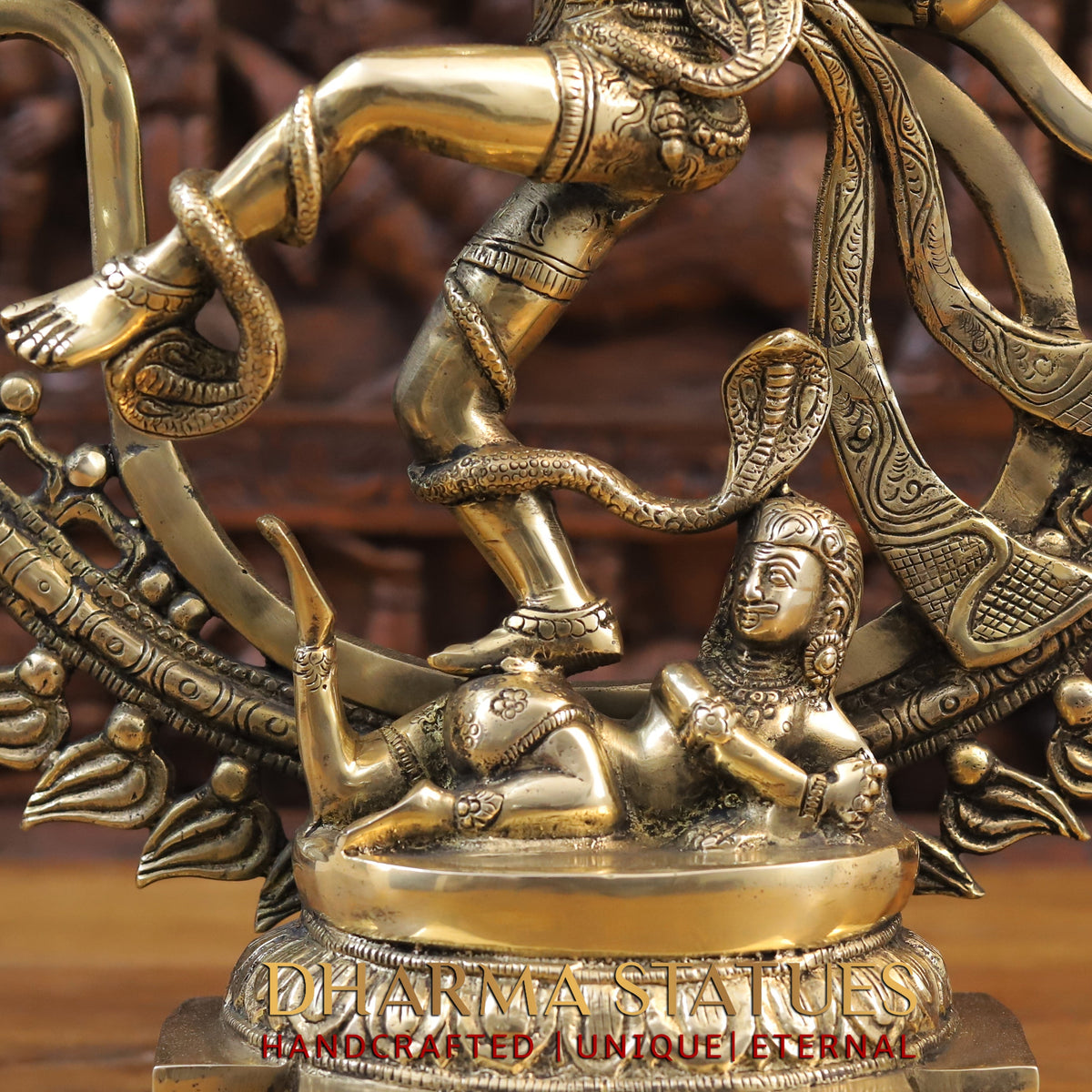 Brass Natraj Statue, Dancing lord Shiva, Fine Golden Finish 21"