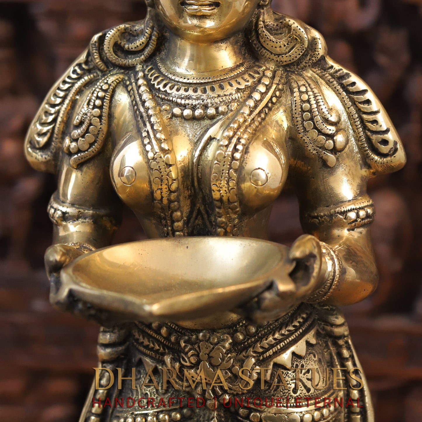 Brass Deep Lady Statue, Fine Golden and Copper Finish 23"