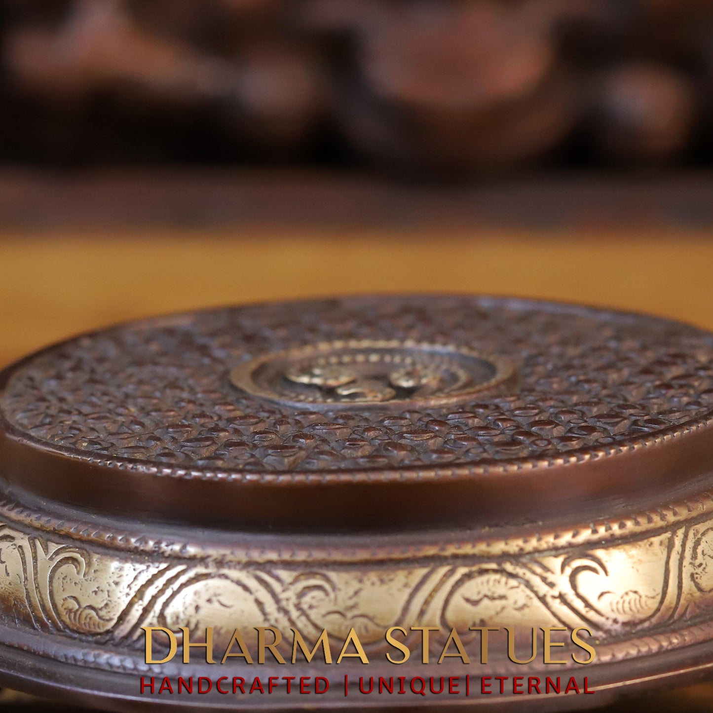 Brass Round Chowki For Temple, copper Finish 3"
