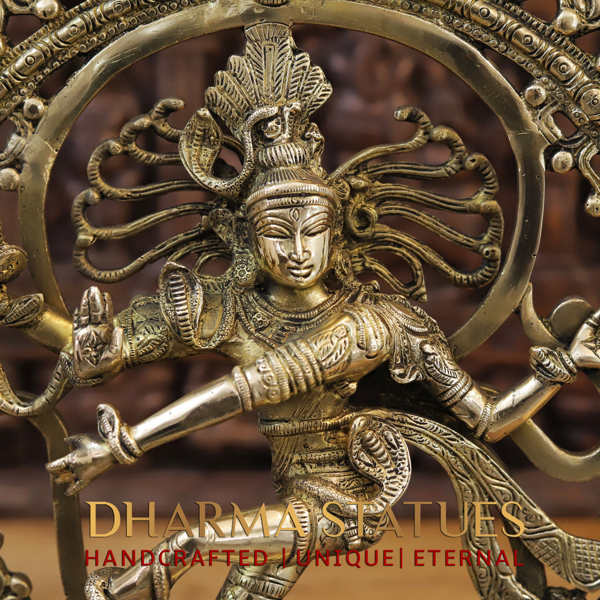 Brass Nataraja, Dancing Shiva, Golden Finish, 20"