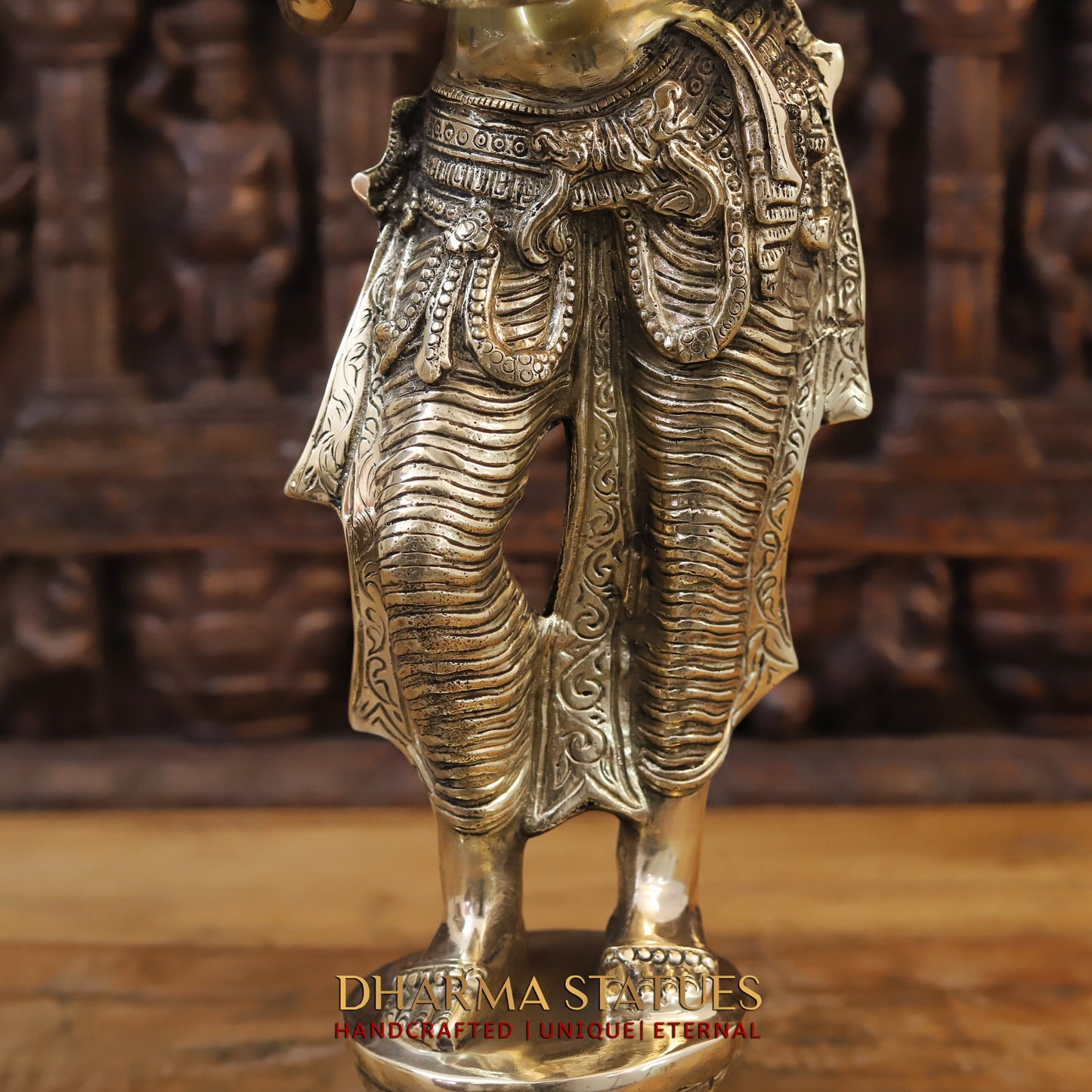 Brass Lakshmi pair holding Lamp, Golden Finish, 28"