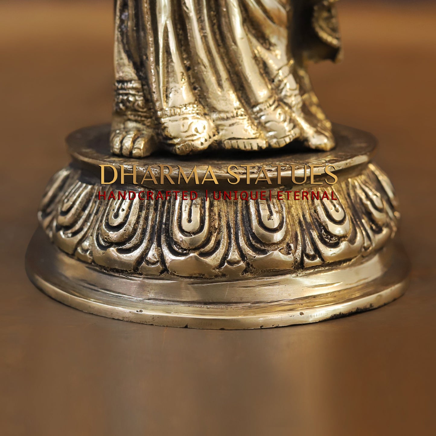 Brass Ram Darbar - Lord Ram, Sita and Laxman With Hanuman seated, Golden Finish, 17"