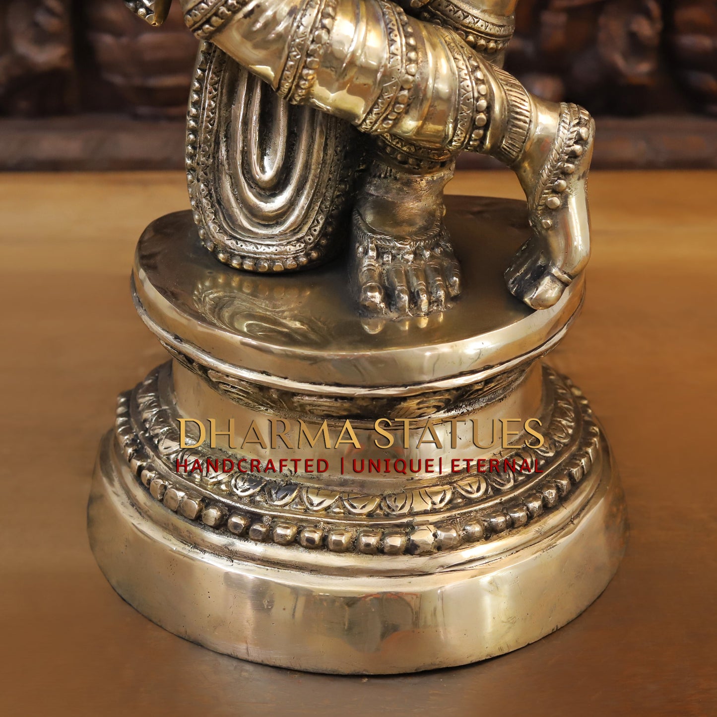 Brass Radha & Krishna Playing Flute, Fine Golden Finish, 36.5"