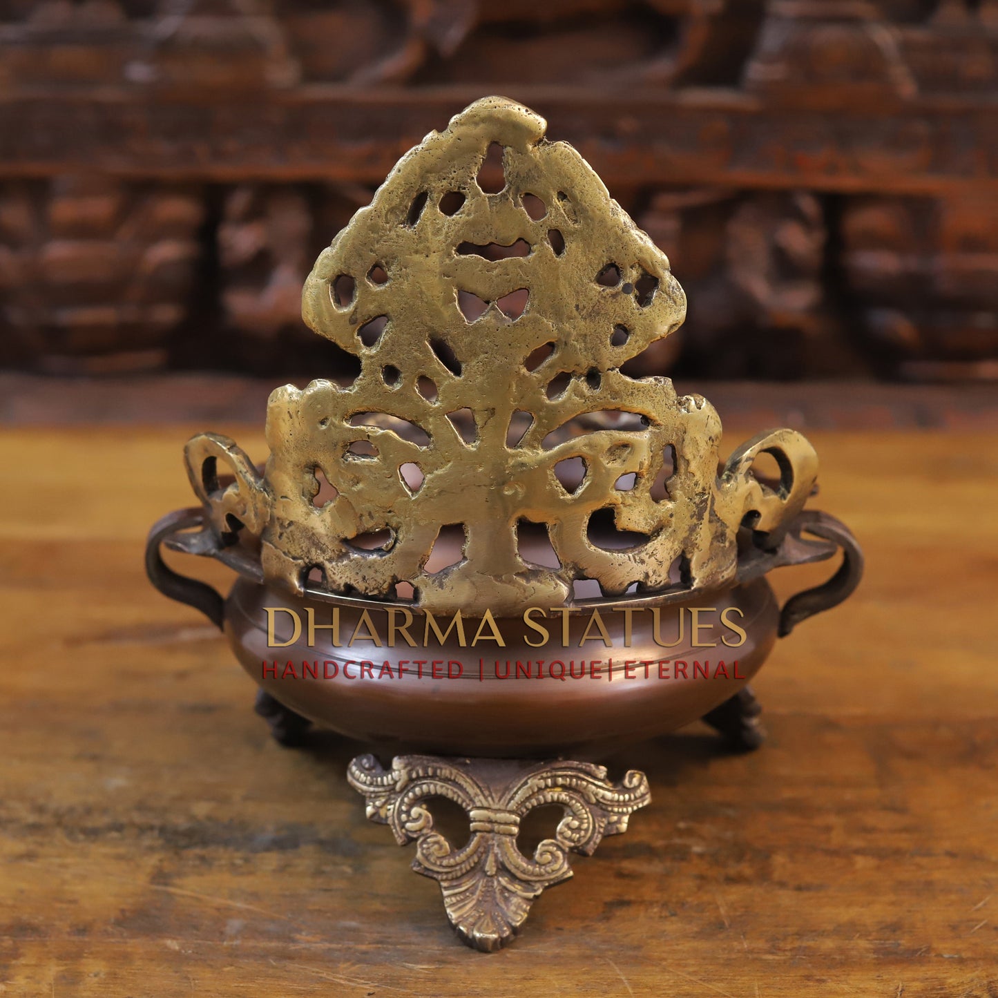 Brass Designer Urli, Copper & Golden Finish, 10"