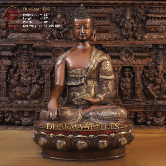 Brass Buddha Idol 33"