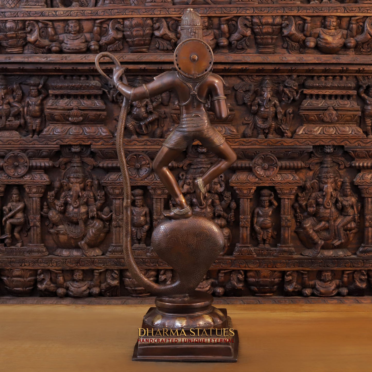 Brass Krishna Standing on Kaliya serpant 41"