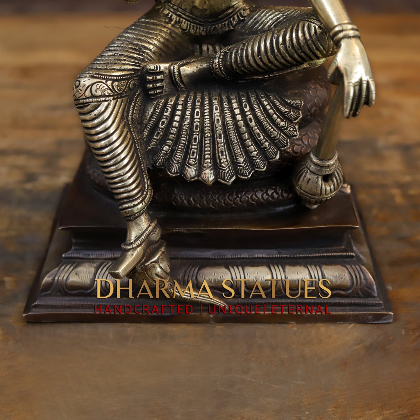 Brass Vishnu Seated on Sheshanaga, Copper & Gold Finish, 16.5"
