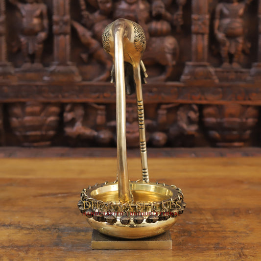 Brass Swan Urli, Golden Finish, 13"