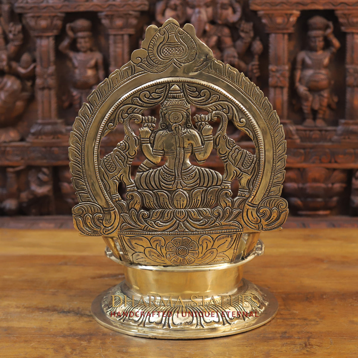 Brass Ganesh Oil Lamp, Golden Finish, 17"