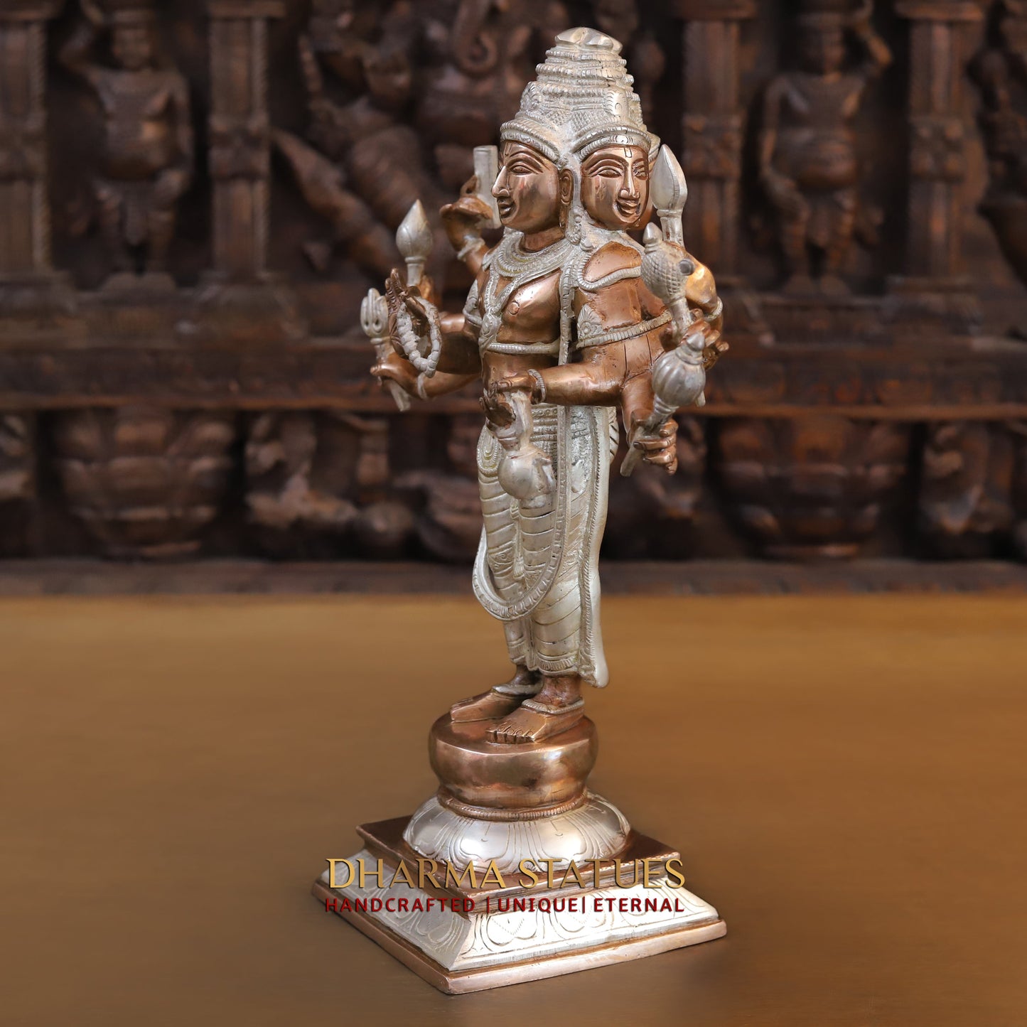 Brass Brahma standing, Copper & Silver Finish, 15.5"