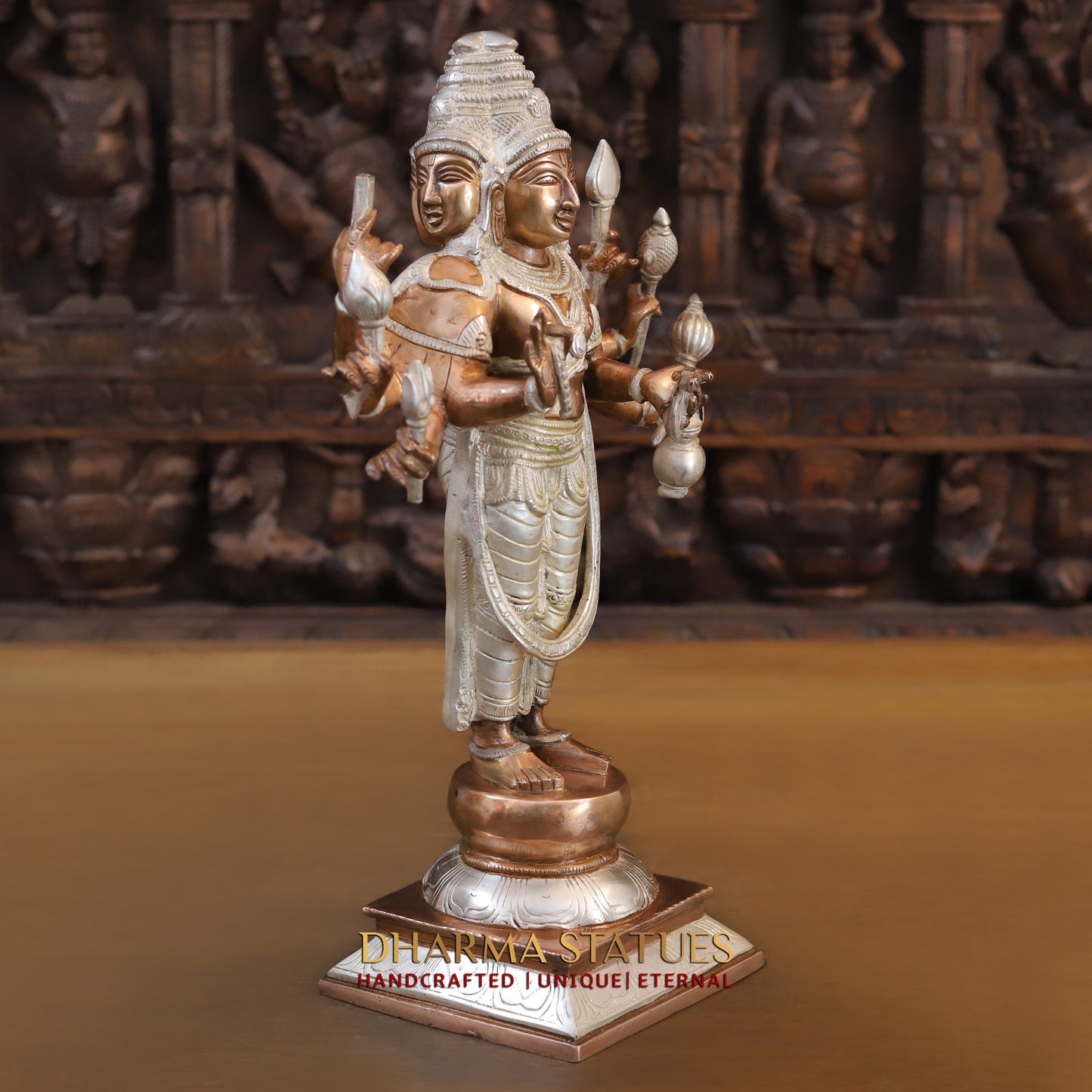 Brass Brahma standing, Copper & Silver Finish, 15.5"