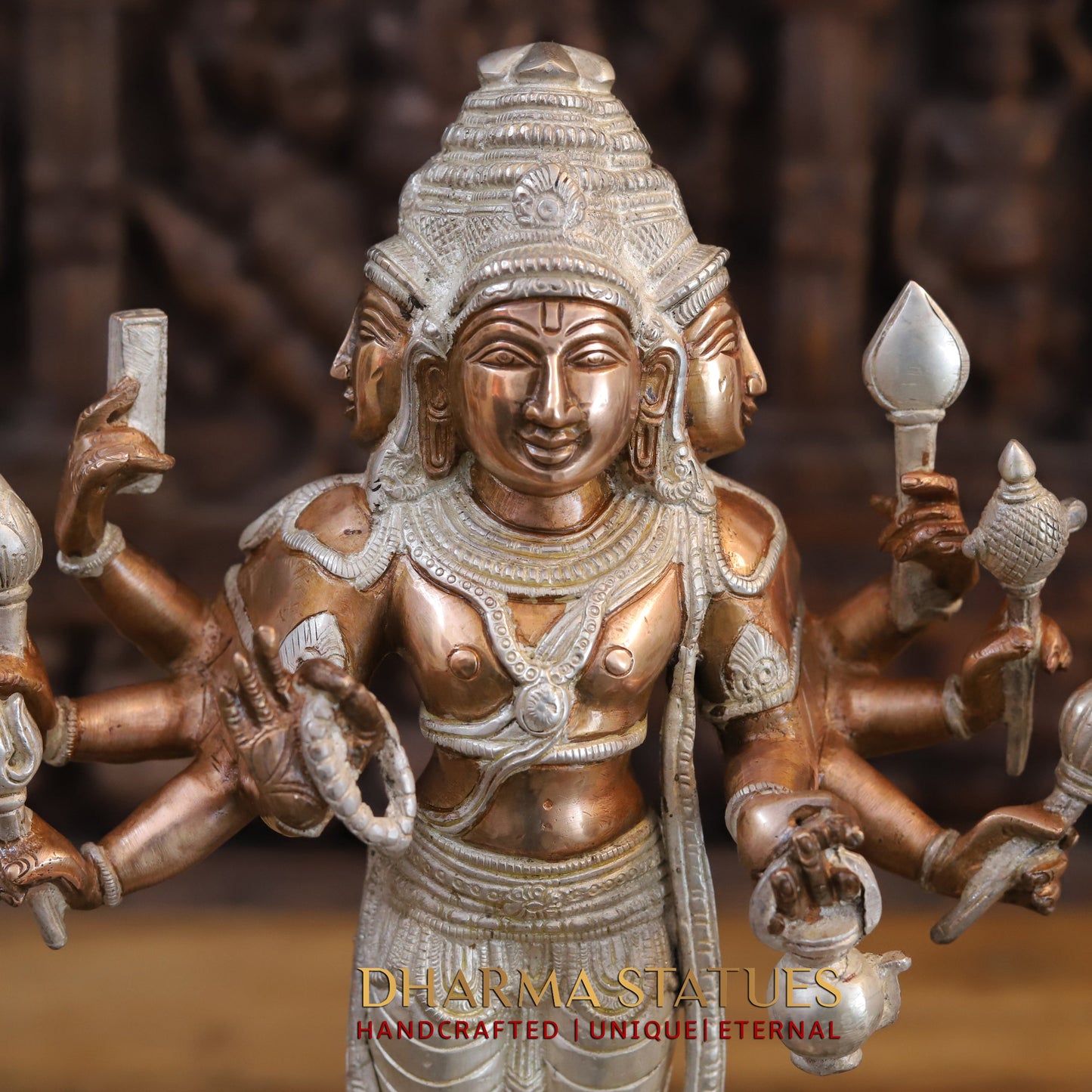 Brass Brahma standing, Copper & Silver Finish, 15.5"