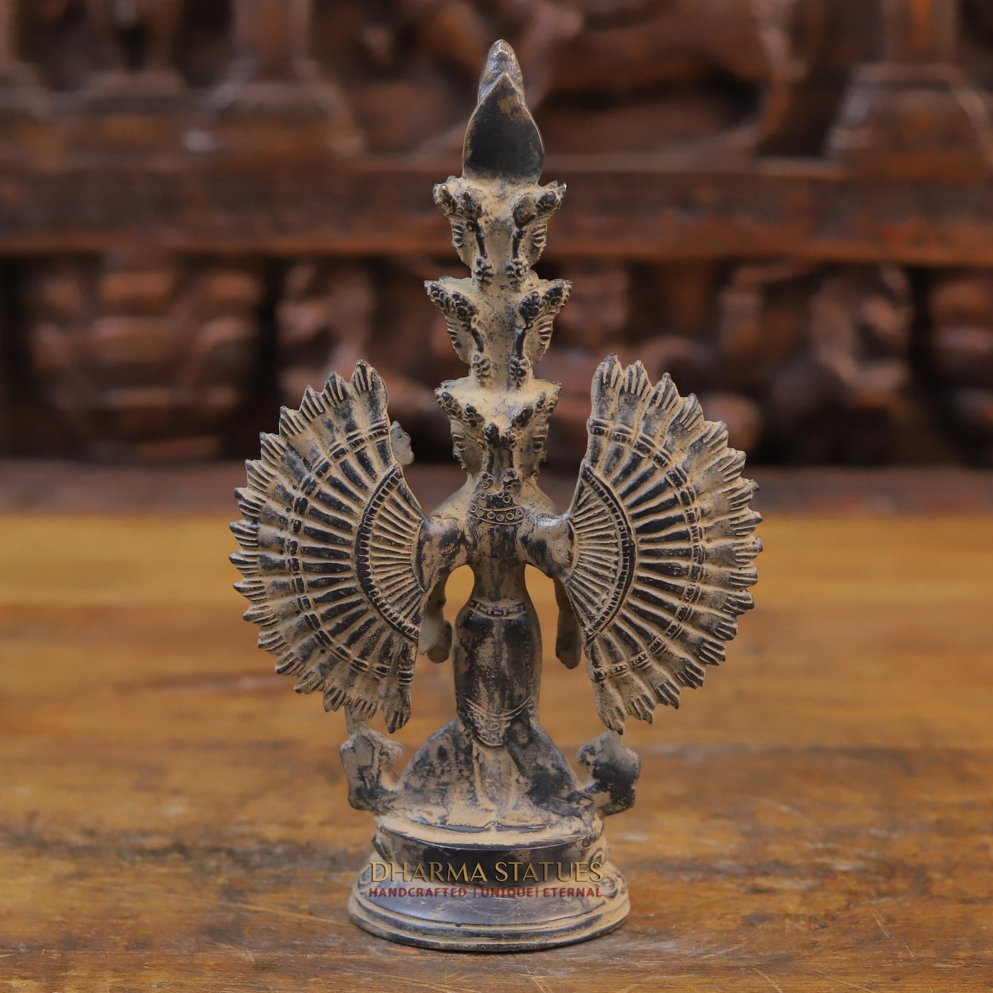 Brass Avalokiteshvara Buddha Standing, Fine Golden Finish, 8.5"