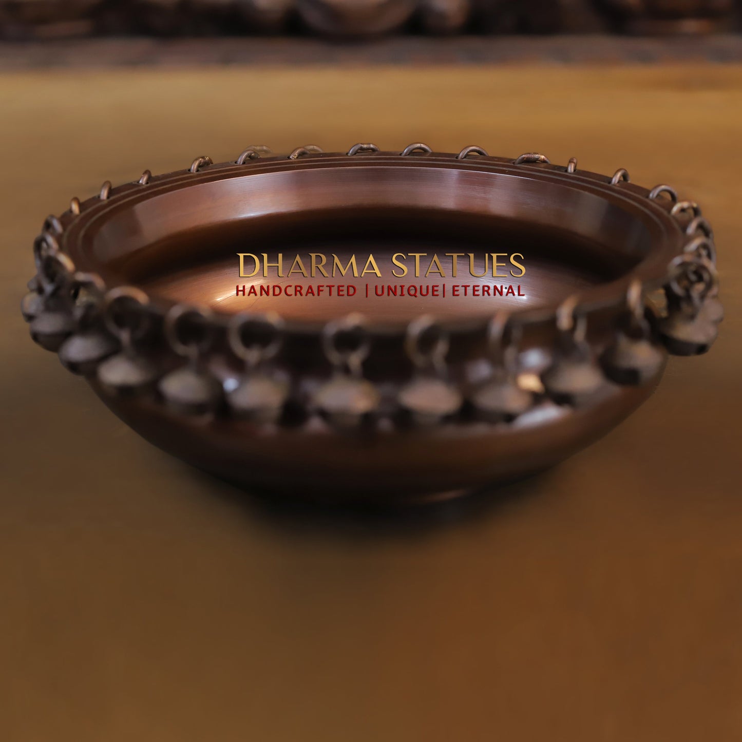 Brass Urli with Bells, Copper Finish, 3"