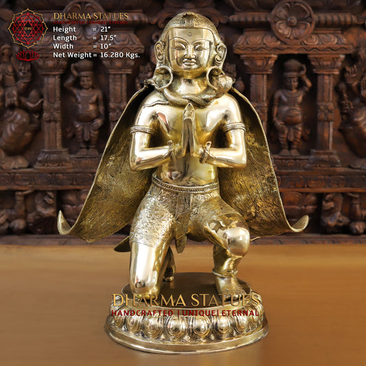 Brass Garuda Statue, Fine Golden Finish 21"